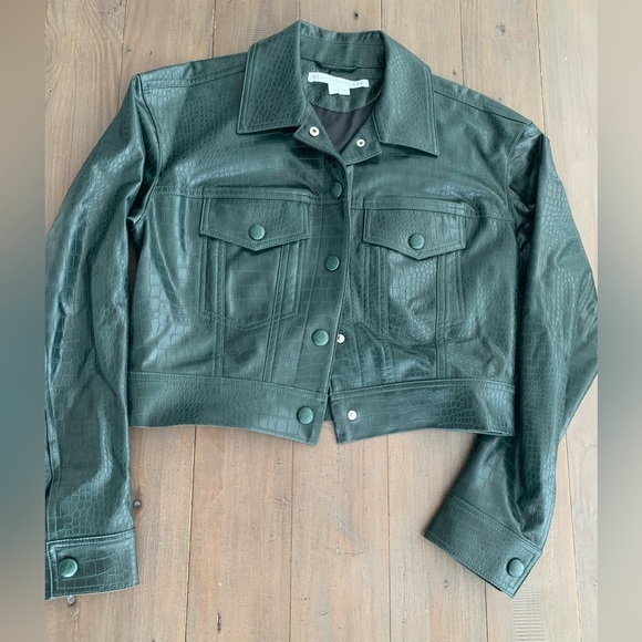 Veronica Beard Hendrix croc embossed faux leather Jacket - Picture 5 of 8